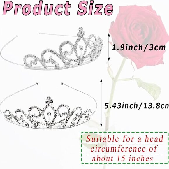 6 Pack Crystal Tiara Crown,Rhinestone Princess Crown,Silver Crystal Tiara for Gi - Picture 2 of 7